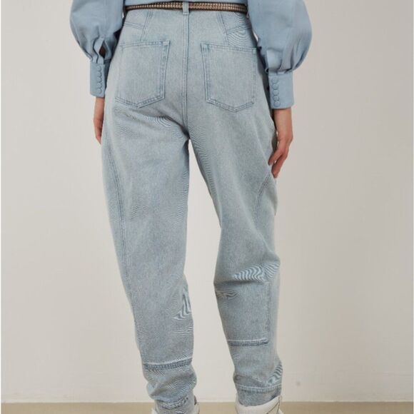 IRO Girvan Pleated Barrel Jeans Size 40 / US 8 / UK 12 Light Blue Wash Denim - Picture 9 of 11